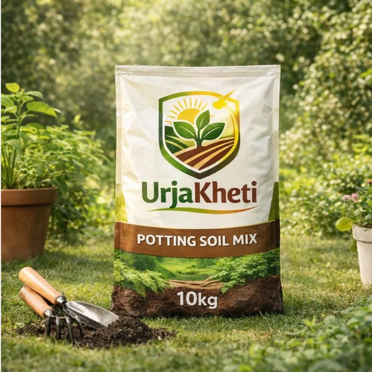 Urjakheti Premium Potting Soil Mix for All Plants | Ready to Use Garden Soil, 10kg